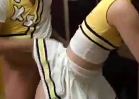 Cheerleaders get fucked in the locker room by her friend