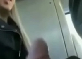 POV Slutty Blonde Making a Great Bj on a Public Bus