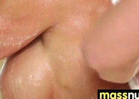 Nurumassage teen slides oily pussy on cock 16