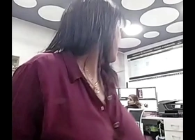 Ebony office woman pissing at work and cleaning after her mess