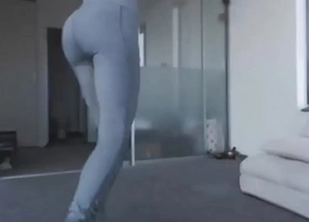 Hot blonde teen striptease with perfect tits and nice ass in yogapants