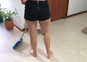 Hot latina maid fucks for money