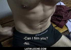 Uncut muscle latino fucked in the gym