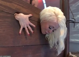 Blonde trapped in wall stock ass fucked