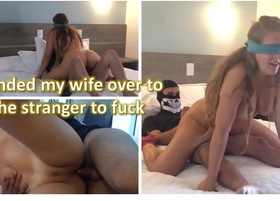 I handed my blindfolded wife to the stranger to fuck - real amateur cuckold strong - complete on red