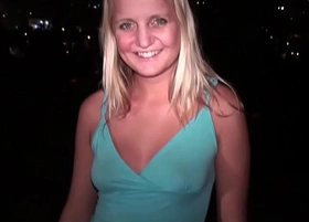 Blonde teen girl intervew for public orgy part 1