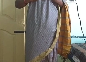 Desi indian tamil telugu kannada malayalam hindi horny cheating wife vanitha wearing grey colour saree showing chubby boobs and shaved pussy press hard boobs press chew rubbing pussy damage