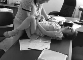 The boss fucks his tiny secretary on the office table with an increment of films it on hidden camera