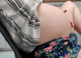 My horny pregnant wife masturbate her thin pussy home alone