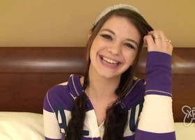 Amateur Teen with Broad in the beam Tits Sucks and Fucks