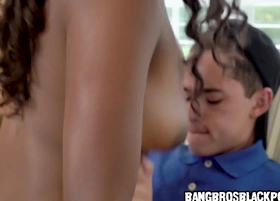 Lucky boy fucking his ebony college tutor - interracial porn