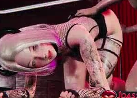 Crestfallen Tow-haired Luanna Vicktoria in BDSM Costume: Rule34 Animation with Wet Pussy Fingering in Club Scene, Anal Vibrator Stimulation, with an increment of Writing-desk Cunnilingus with Squirt