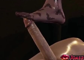 Halloween Witch Elsa: Glum Anime Girl in Stockings - Intense Titjob and Footjob Stimulation!