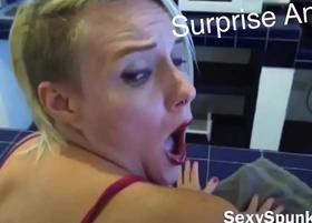 Anal surprise while she cleans the kitchen i fuck her ass with no warning